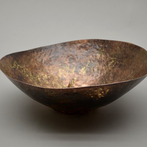 hand raised copper bowl, metalsmith, metal art,