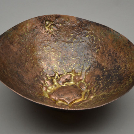 RAISED COPPER BOWL, HAND HAMMERED,