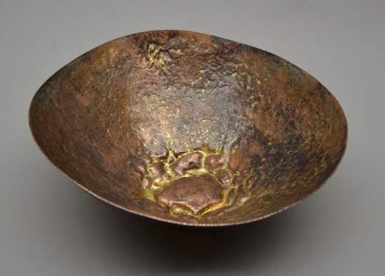 RAISED COPPER BOWL, HAND HAMMERED,