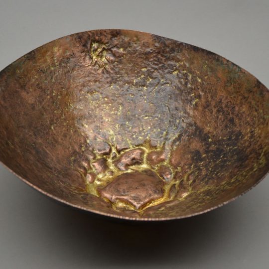 RAISED COPPER BOWL, HAND HAMMERED,